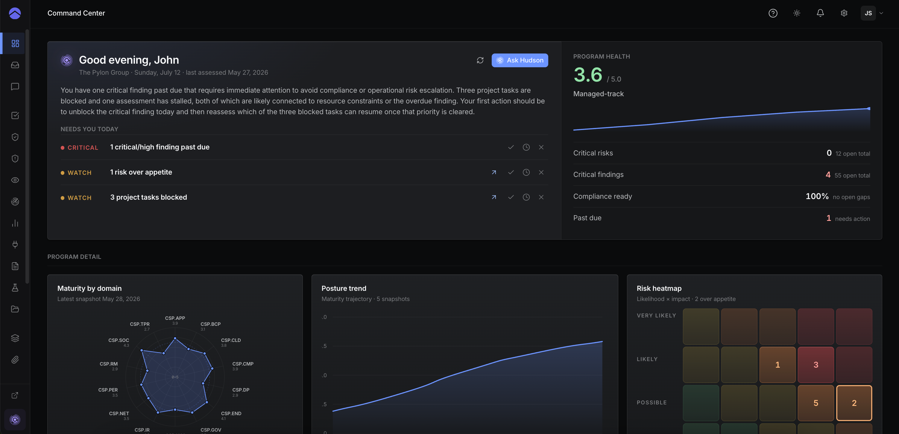 The Command Center dashboard